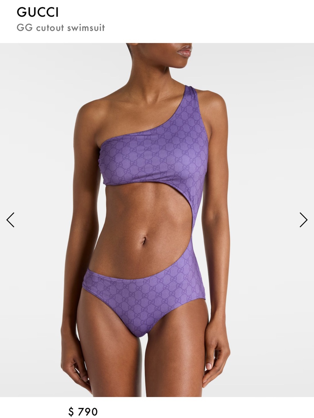 Gucci Purple One-Shoulder GG Cutout Swimsuit - Picture 3 of 5
